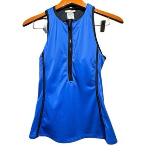 Michael Kors Women's Blue Color Block Racerback Tankini Top S Small